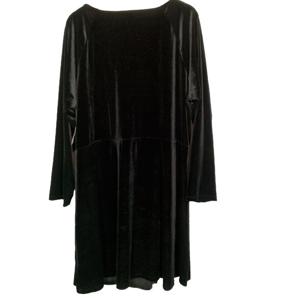 Old Navy Dress Plus Size 4X Flare Mini Black Jack Stretch Velour Long Sleeve New - Picture 2 of 16